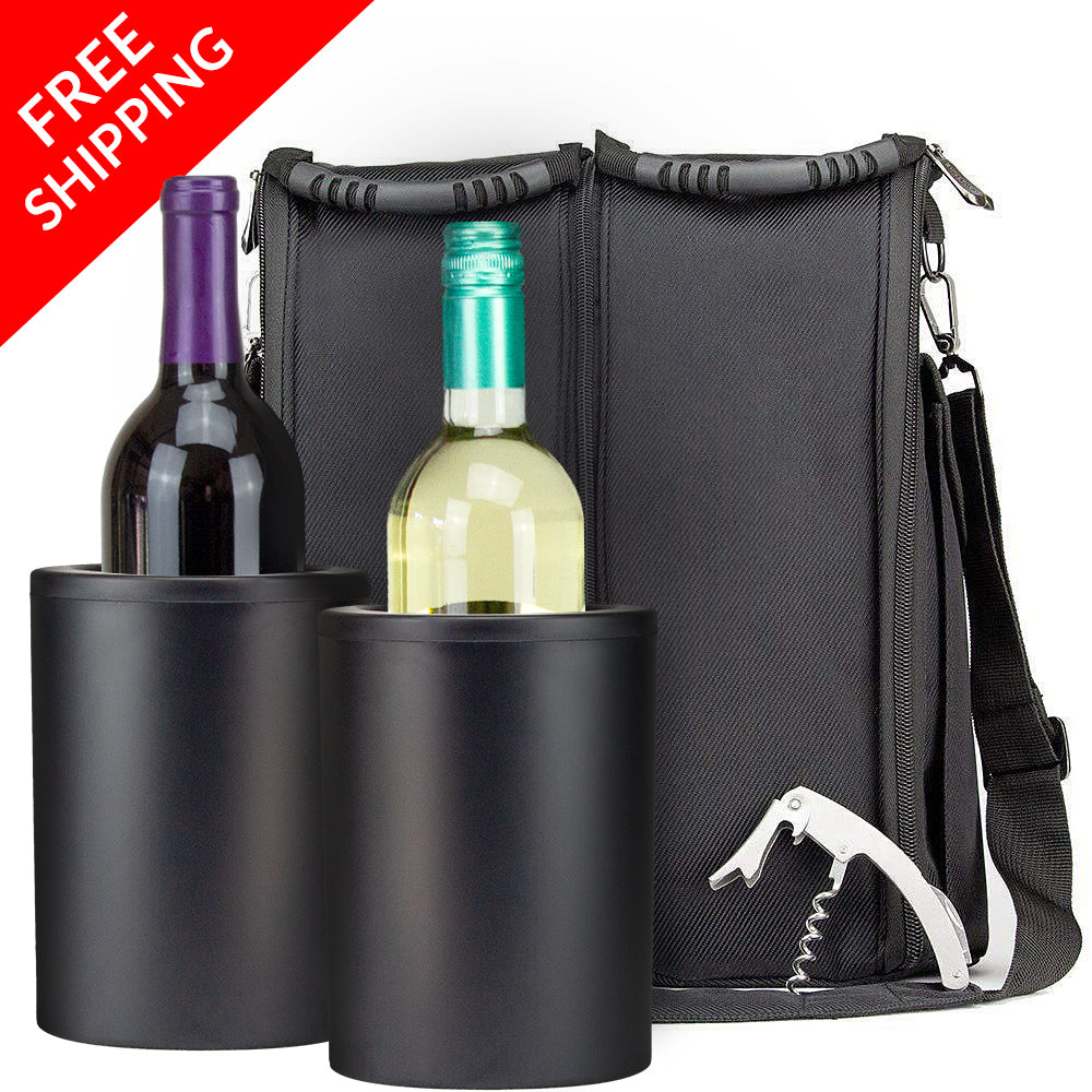 CaddyO - Leather Wine Tote & Iceless Wine Chiller Set (FREE SHIPPING)