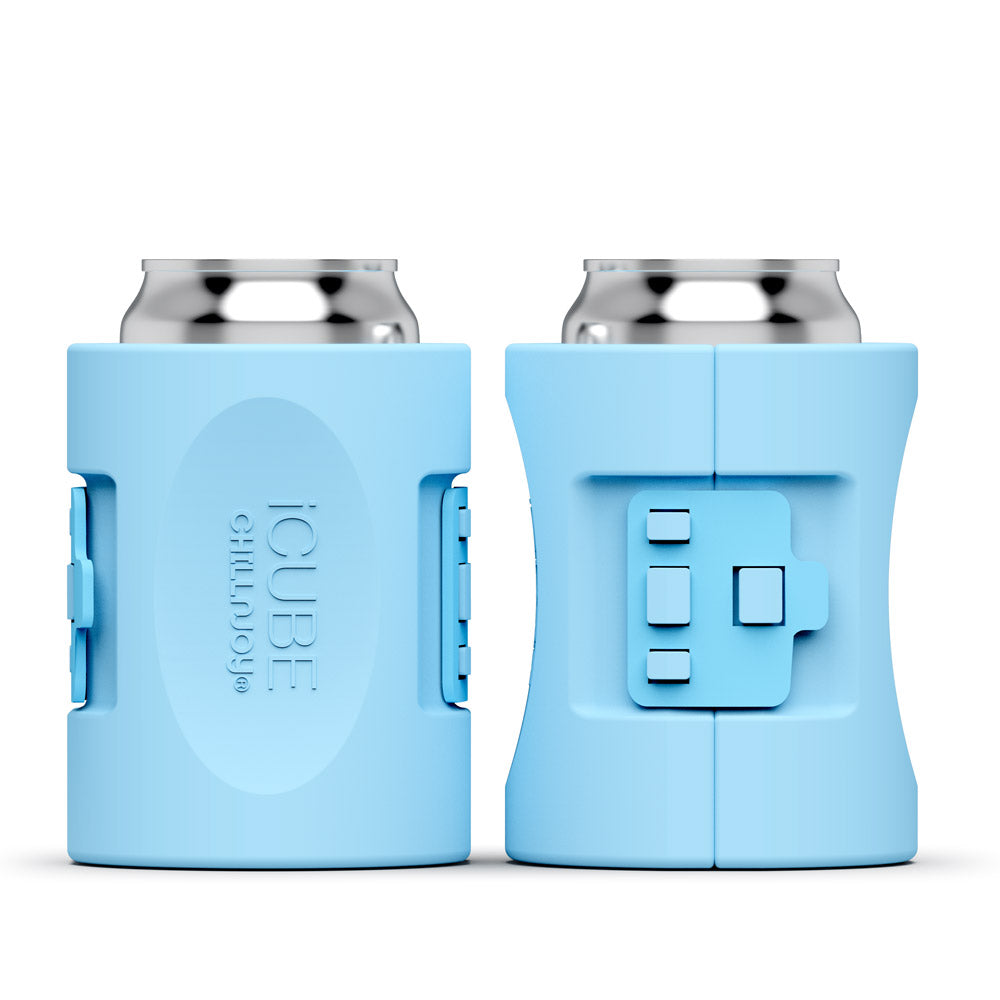 iCube gel-infused freezable beverage chiller with insulating koozie by ChillnJoy.  Coming Soon! Get notified when they arrive 