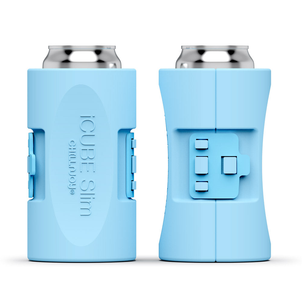 iCube gel-infused freezable beverage chiller with insulating koozie by ChillnJoy.  Coming Soon! Get notified when they arrive.